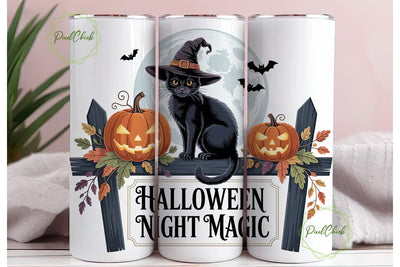 Halloween Cat & Pumpkin 20oz Tumbler Sublimation PixelChick 