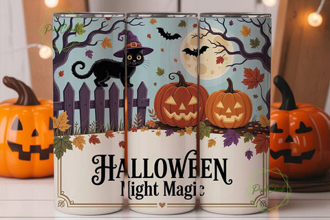 Halloween Cat & Pumpkin 20oz Tumbler Sublimation PixelChick 