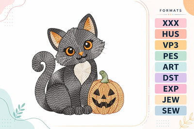 Halloween Cat Pumpkin Ripple Machine Embroidery Design Embroidery/Applique DESIGNS sg embroidery 