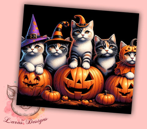 Halloween Cats 20oz Tumbler Png, Straight & Tapered Tumbler Png, Cat Lovers Tumbler Png, Digital Download PNG Sublimation Lara' s Designs 