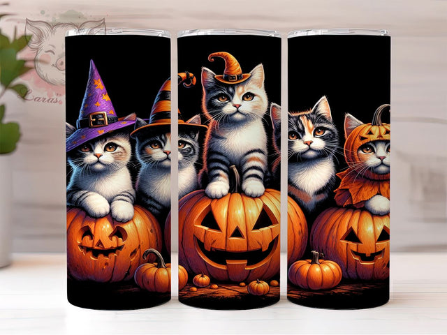 Halloween Cats 20oz Tumbler Png, Straight & Tapered Tumbler Png, Cat Lovers Tumbler Png, Digital Download PNG Sublimation Lara' s Designs 