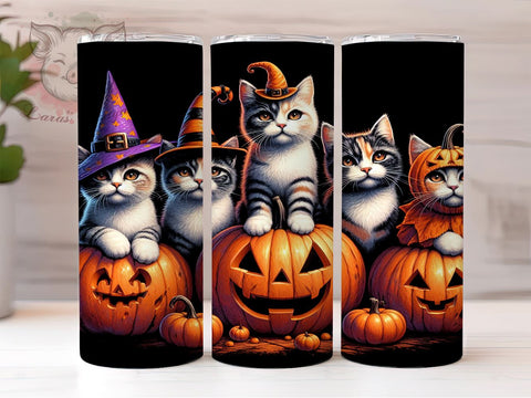 Halloween Cats 20oz Tumbler Png, Straight & Tapered Tumbler Png, Cat Lovers Tumbler Png, Digital Download PNG Sublimation Lara' s Designs 