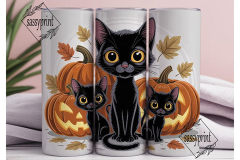 Halloween Cats 20oz Tumbler Wrap Sublimation sassyprint 