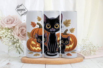 Halloween Cats 20oz Tumbler Wrap Sublimation sassyprint 