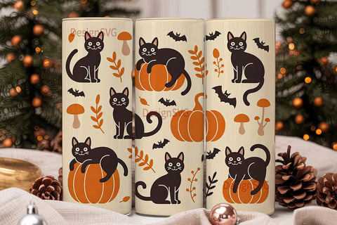 Halloween Cats and Pumpkins 20oz Tumbler Sublimation DesignSVG 