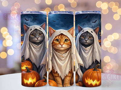 Halloween Cats Ghost 20oz Tumbler, Halloween Cats, Ghost Design, 20oz Wrap, Spooky Art, Whimsical Ghosts, Sublimation Tumbler, Festive Style Sublimation SvggirlplusArt 