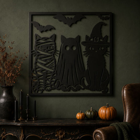Halloween Cats Laser SVG | Spooky Cat Trio | Witch Cat SVG | Mummy Cat Svg | Ghost Cat Dxf | Halloween Laser Cut File | CNC Plasma Metal Art SVG HappyDesignStudio 