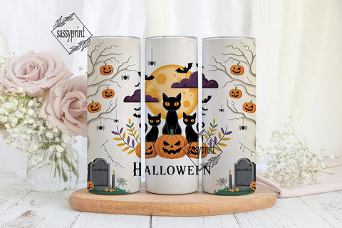 Halloween Cats & Pumpkins 20oz Tumbler Sublimation sassyprint 