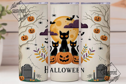 Halloween Cats & Pumpkins 20oz Tumbler Sublimation sassyprint 