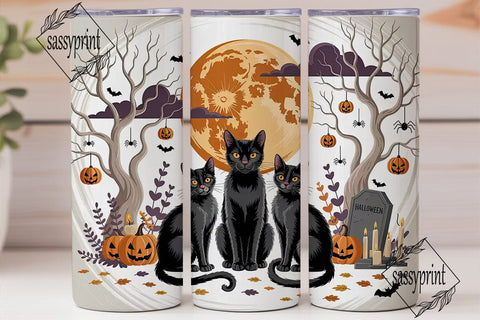 Halloween Cats & Pumpkins 20oz Tumbler Sublimation sassyprint 