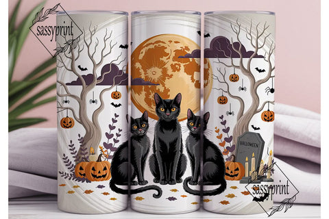 Halloween Cats & Pumpkins 20oz Tumbler Sublimation sassyprint 