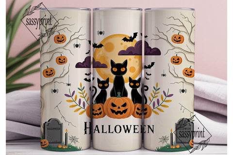 Halloween Cats & Pumpkins 20oz Tumbler Sublimation sassyprint 