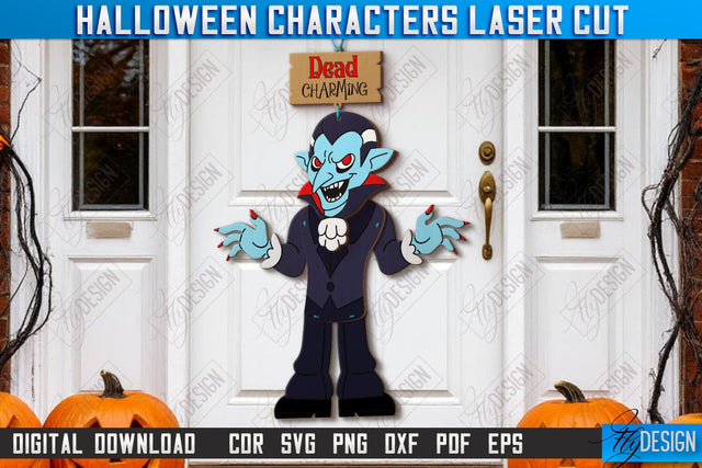 Halloween Characters Laser Cut | Porch Décor | Halloween Decorations | Vampire | Dracula | CNC File SVG Fly Design 