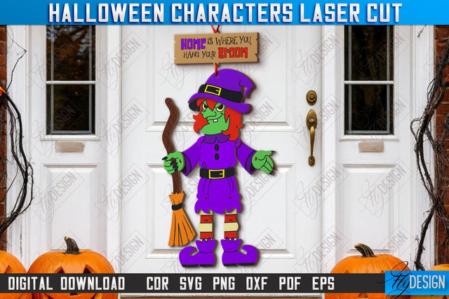 Halloween Characters Laser Cut | Porch Décor | Halloween Decorations | Witch | CNC File SVG Fly Design 