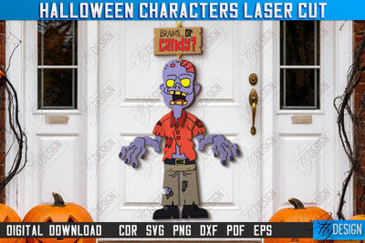 Halloween Characters Laser Cut | Porch Décor | Halloween Decorations | Zombie | CNC File SVG Fly Design 