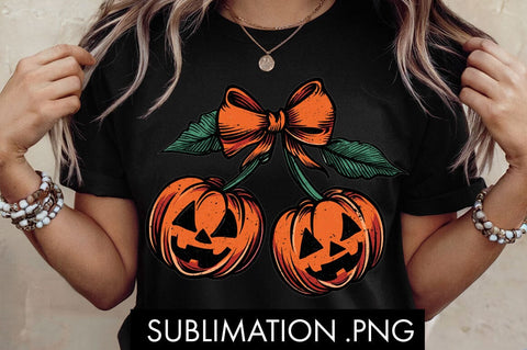 Halloween Cherry PNG Spooky Jack-O-Lantern PNG Sublimation Sublimation Freeling Design House 