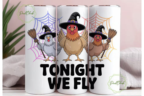 Halloween Chickens Tumbler Wrap Sublimation PixelChick 