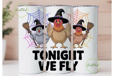 Halloween Chickens Tumbler Wrap Sublimation PixelChick 