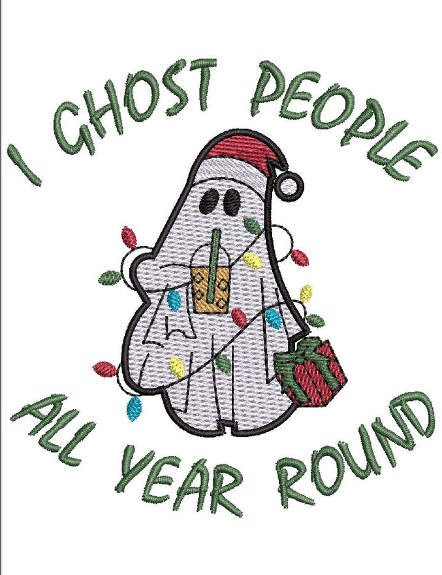 Halloween / Christmas I ghost people Embroidery Design 4 Sizes - File formats in pes,dst,jef,xxx,exp,vip,vp3, Christmas , boo, funny, joke Embroidery/Applique DESIGNS AestheticdesignsE 