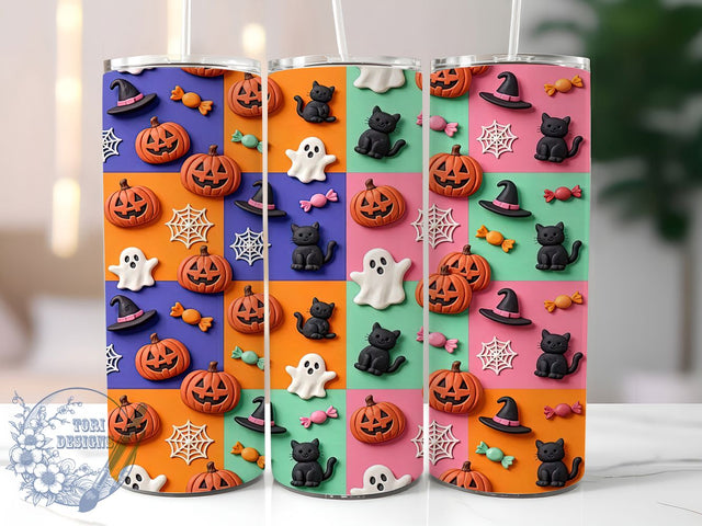 Halloween Clay Pattern 20oz Tumbler, Halloween Theme, Clay Pattern, Spooky Design, Sublimation Wrap, 20oz Tumbler, Gothic Aesthetic, Creepy Style Sublimation ToriDesigns 