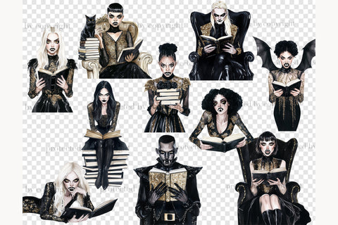 Halloween Clip Art | Vampire Girl PNG | Gothic Library SVG GlamArtZhanna 