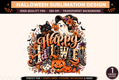 Halloween Clipart PNG Spooky Witch Ghost Design Sublimation BlackCatsMedia 