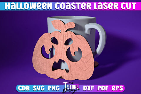 Halloween Coaster Bundle | Pumpkin Shape Coaster | Halloween Party | Haunter House | CNC File SVG The T Store Design 
