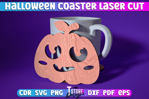 Halloween Coaster Bundle | Pumpkin Shape Coaster | Halloween Party | Haunter House | CNC File SVG The T Store Design 