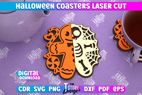 Halloween Coaster Bundle | Template Coaster | Halloween Party | Haunter House | CNC File SVG The T Store Design 