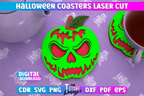Halloween Coaster Bundle | Template Coaster | Halloween Party | Haunter House | CNC File SVG The T Store Design 