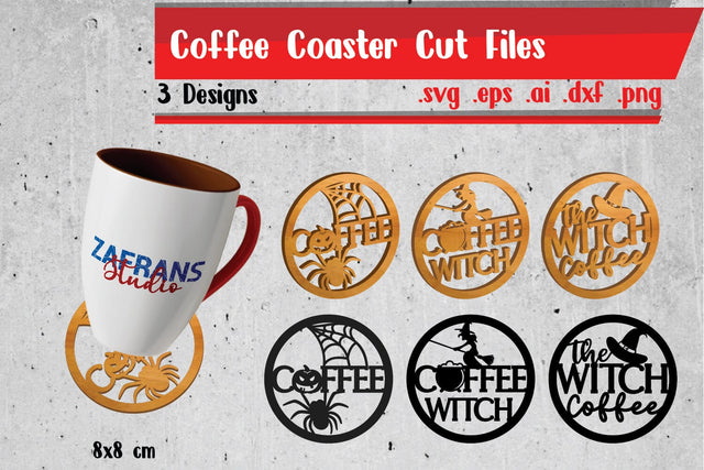 Halloween Coaster Cut Files SVG zafrans studio 