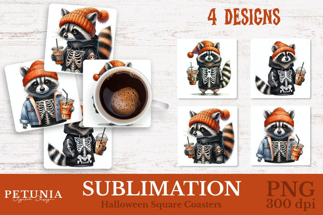 Halloween Coaster PNG | Square Coaster Sublimation Designs Sublimation Petunia Digital Design 