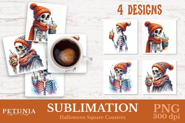 Halloween Coaster PNG | Square Coaster Sublimation Designs Sublimation Petunia Digital Design 