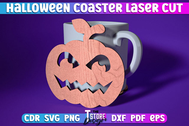 Halloween Coaster | Pumpkin Shape Coaster | Halloween Party | Haunter House | CNC File SVG The T Store Design 