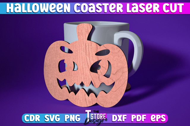 Halloween Coaster | Pumpkin Shape Coaster | Halloween Party | Haunter House | CNC File SVG The T Store Design 
