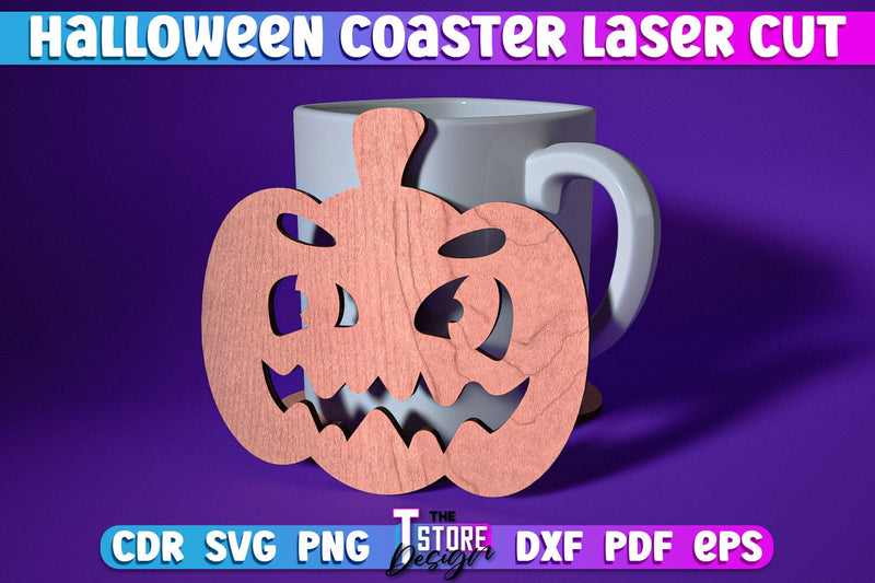 Halloween Coaster | Pumpkin Shape Coaster | Halloween Party | Haunter House | CNC File SVG The T Store Design 