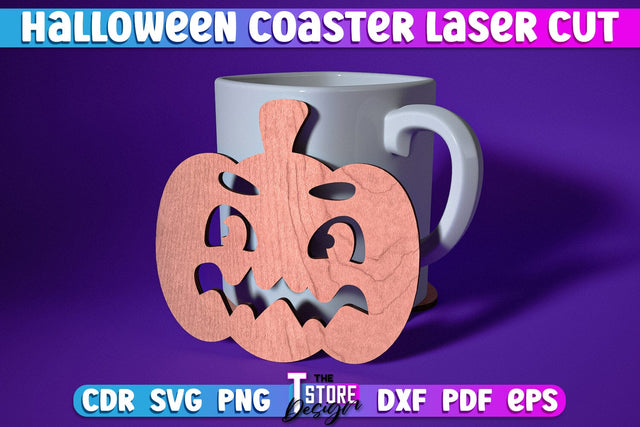 Halloween Coaster | Pumpkin Shape Coaster | Halloween Party | Haunter House | CNC File SVG The T Store Design 