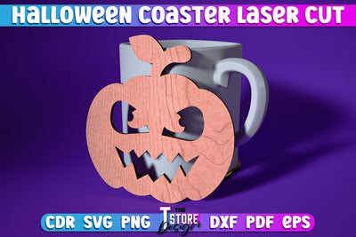 Halloween Coaster | Pumpkin Shape Coaster | Halloween Party | Haunter House | CNC File SVG The T Store Design 