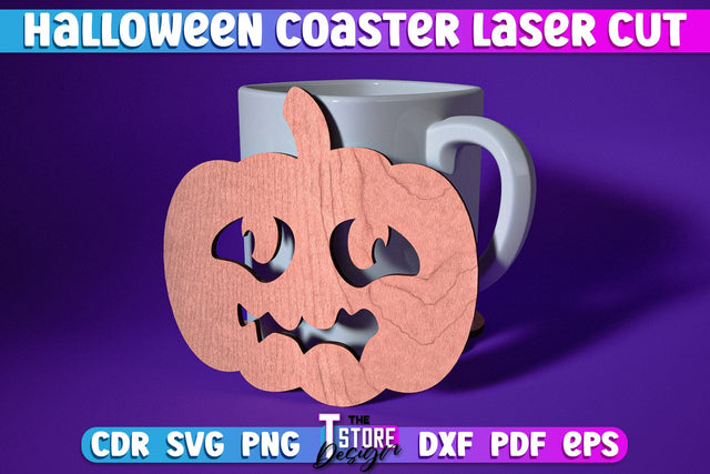Halloween Coaster | Pumpkin Shape Coaster | Halloween Party | Haunter House | CNC File SVG The T Store Design 