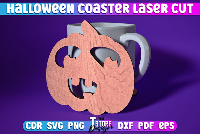 Halloween Coaster | Pumpkin Shape Coaster | Halloween Party | Haunter House | CNC File SVG The T Store Design 