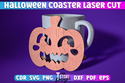 Halloween Coaster | Pumpkin Shape Coaster | Halloween Party | Haunter House | CNC File SVG The T Store Design 