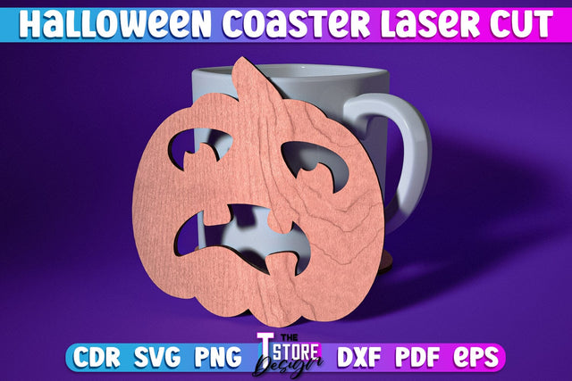 Halloween Coaster | Pumpkin Shape Coaster | Halloween Party | Haunter House | CNC File SVG The T Store Design 