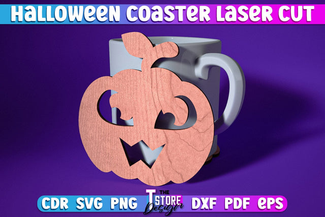 Halloween Coaster | Pumpkin Shape Coaster | Halloween Party | Haunter House | CNC File SVG The T Store Design 