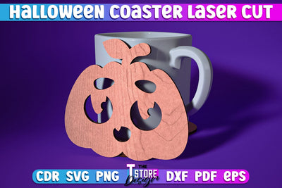 Halloween Coaster | Pumpkin Shape Coaster | Halloween Party | Haunter House | CNC File SVG The T Store Design 