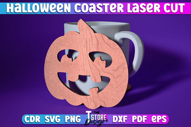 Halloween Coaster | Pumpkin Shape Coaster | Halloween Party | Haunter House | CNC File SVG The T Store Design 