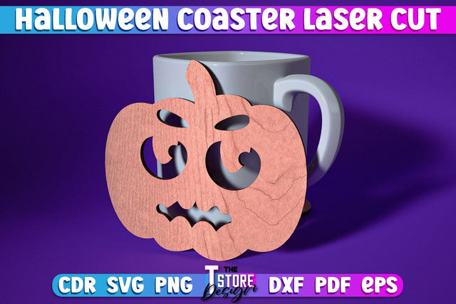 Halloween Coaster | Pumpkin Shape Coaster | Halloween Party | Haunter House | CNC File SVG The T Store Design 