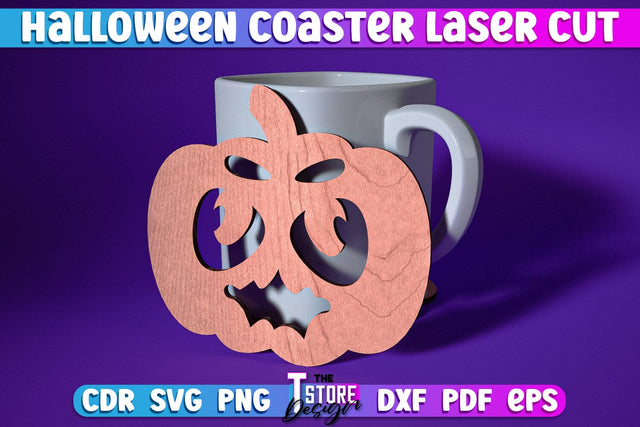 Halloween Coaster | Pumpkin Shape Coaster | Halloween Party | Haunter House | CNC File SVG The T Store Design 