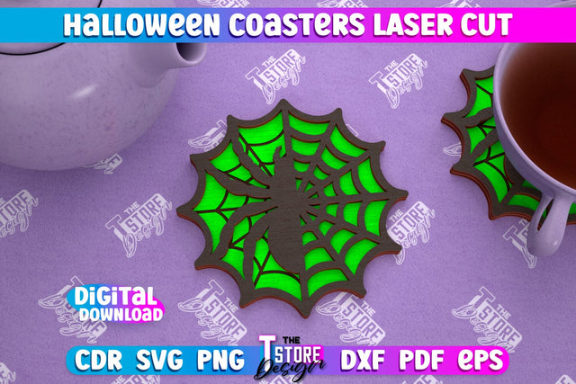 Halloween Coaster | Template Coaster | Halloween Party | Haunter House | CNC File SVG The T Store Design 
