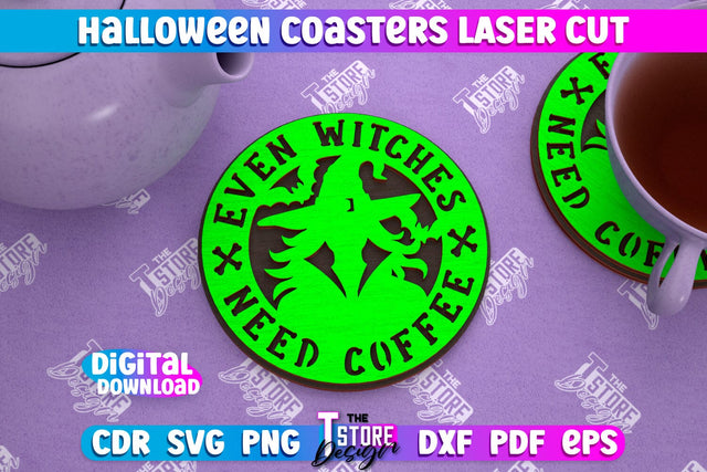 Halloween Coaster | Template Coaster | Halloween Party | Haunter House | CNC File SVG The T Store Design 