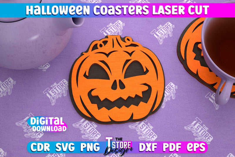 Halloween Coaster | Template Coaster | Halloween Party | Haunter House | CNC File SVG The T Store Design 